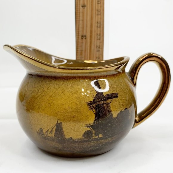 Vintage Ridgways Royal Vistas Ware 3" Creamer Windmill Landscape Brown - Picture 2 of 10